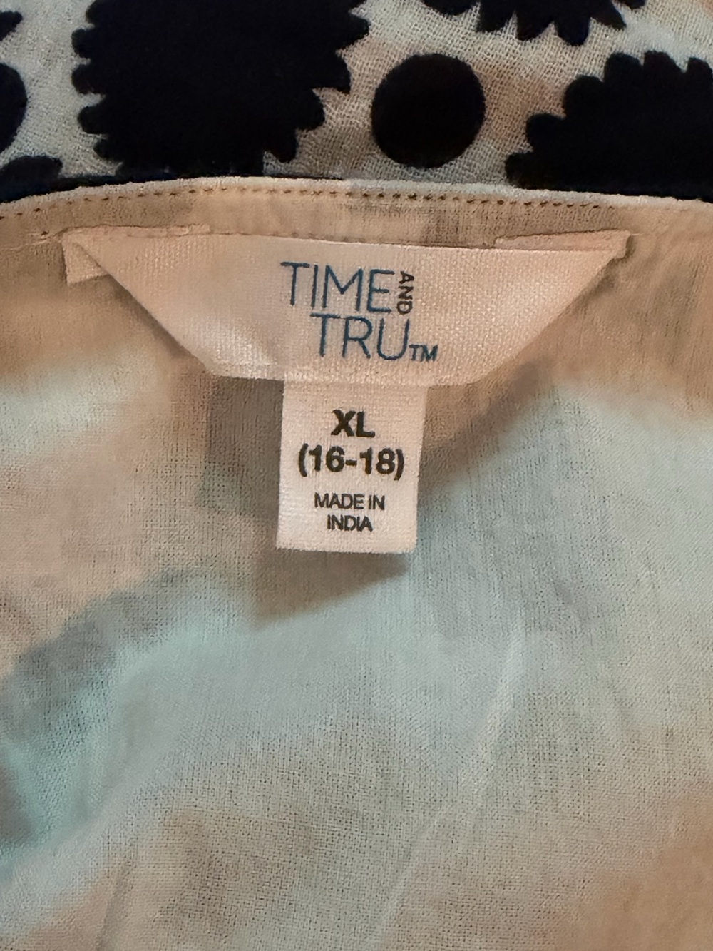 NWT Time and Tru Women's Cotton Tiered Dark Navy Dot Tile Midi Dress- XL 16/18 - Picture 8 of 9